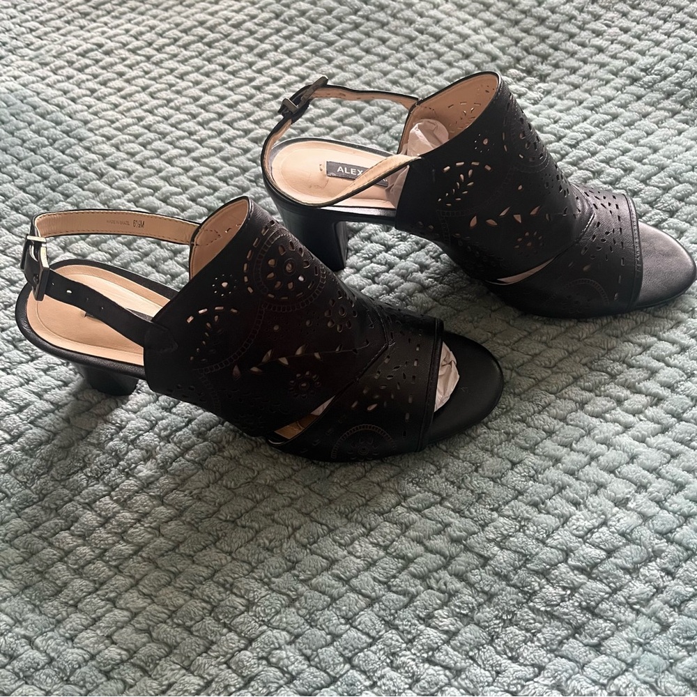 Alex Marie Black Heeled Shoes with Elegant Design Size 6.5 “Like New”
